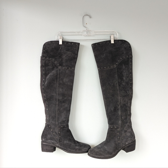 Vince Camuto Bestan Grey Suede Over The Knee Riding Boots - Picture 3 of 13